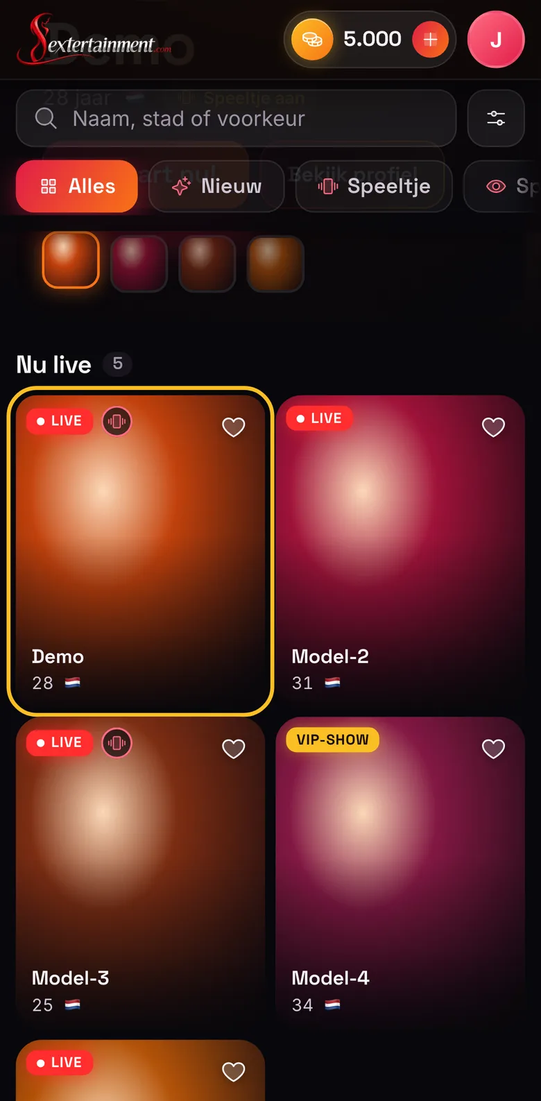 Choisissez un modèle en live, sur téléphone