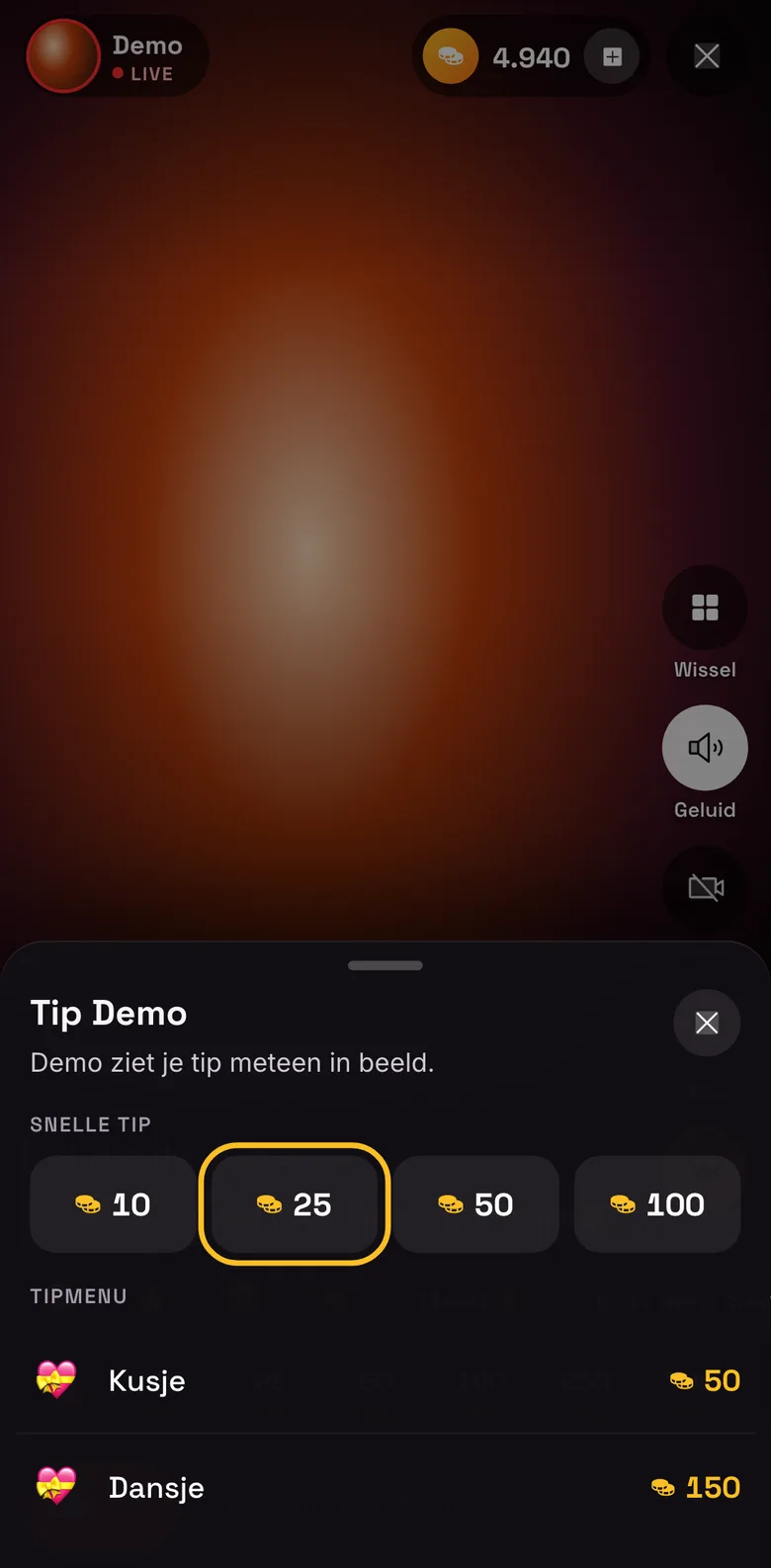Envoyer un tip, sur téléphone